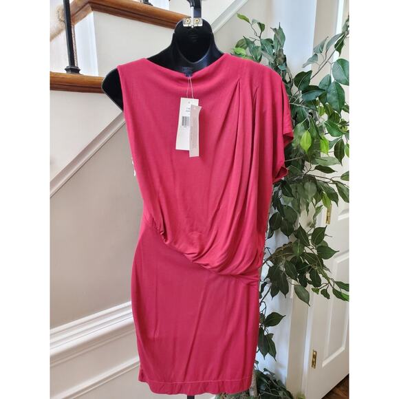 French Connection Women's Red Modal Scoop Neck Casual Knee Length Dress Size 4 - Picture 4 of 11